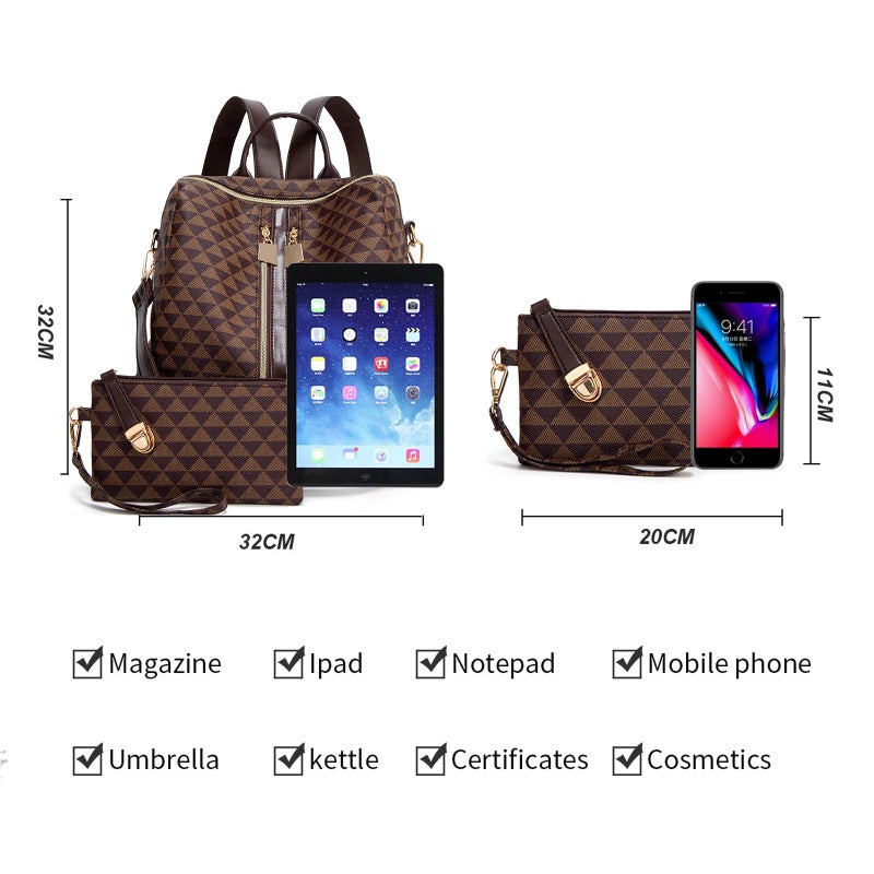 Makes Backpack Purse for Women PU Leather Travel Satchel Handbag Convertible Design Bag with Purse 2 Piece - Image 5